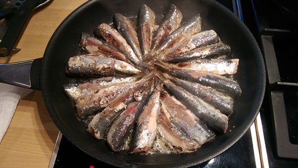 Recette de sardines - Cuisson de la sardine